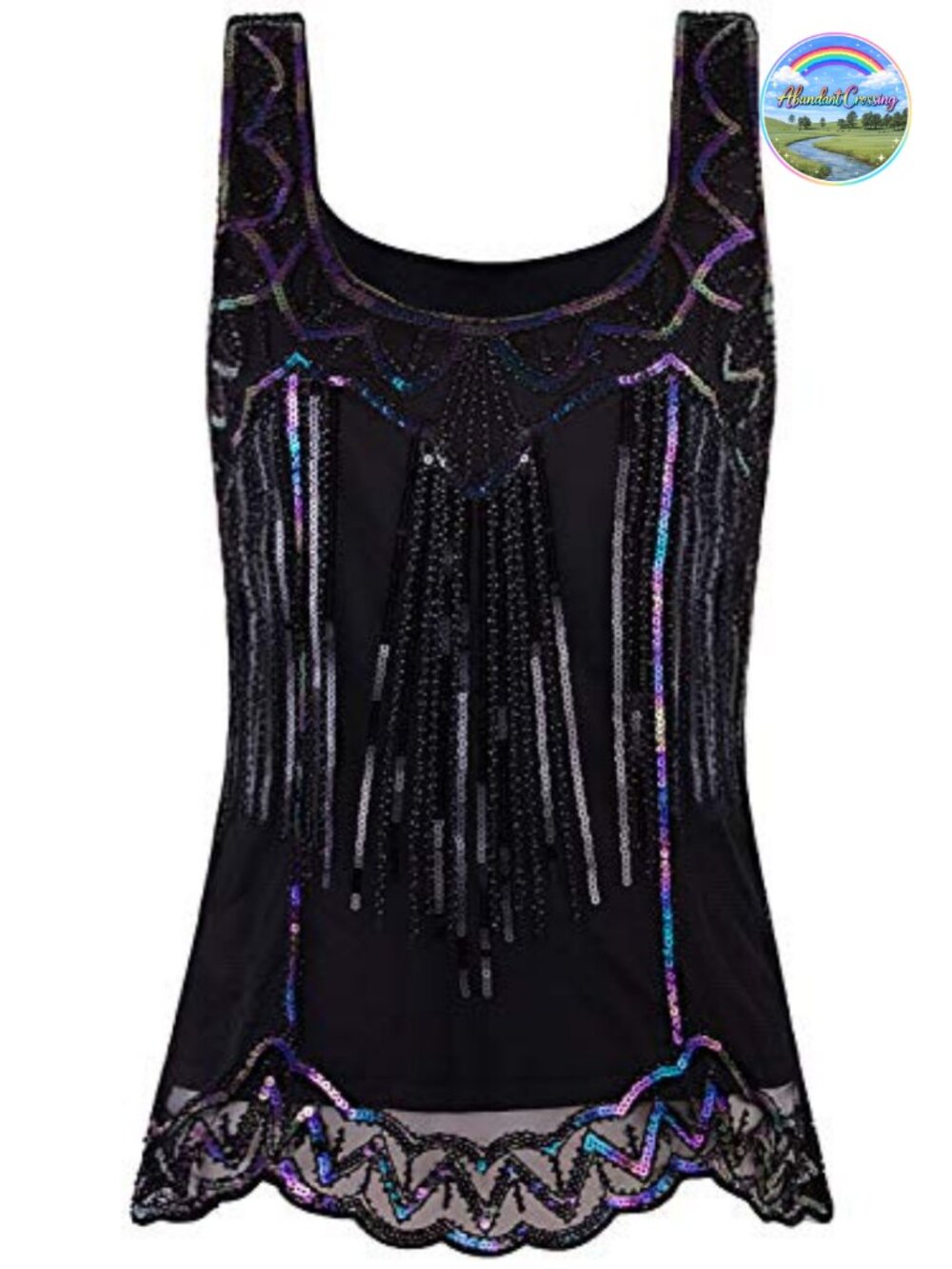 Vintage Beaded Sequin Tank Top Sparkly Embellished Flapper Vest